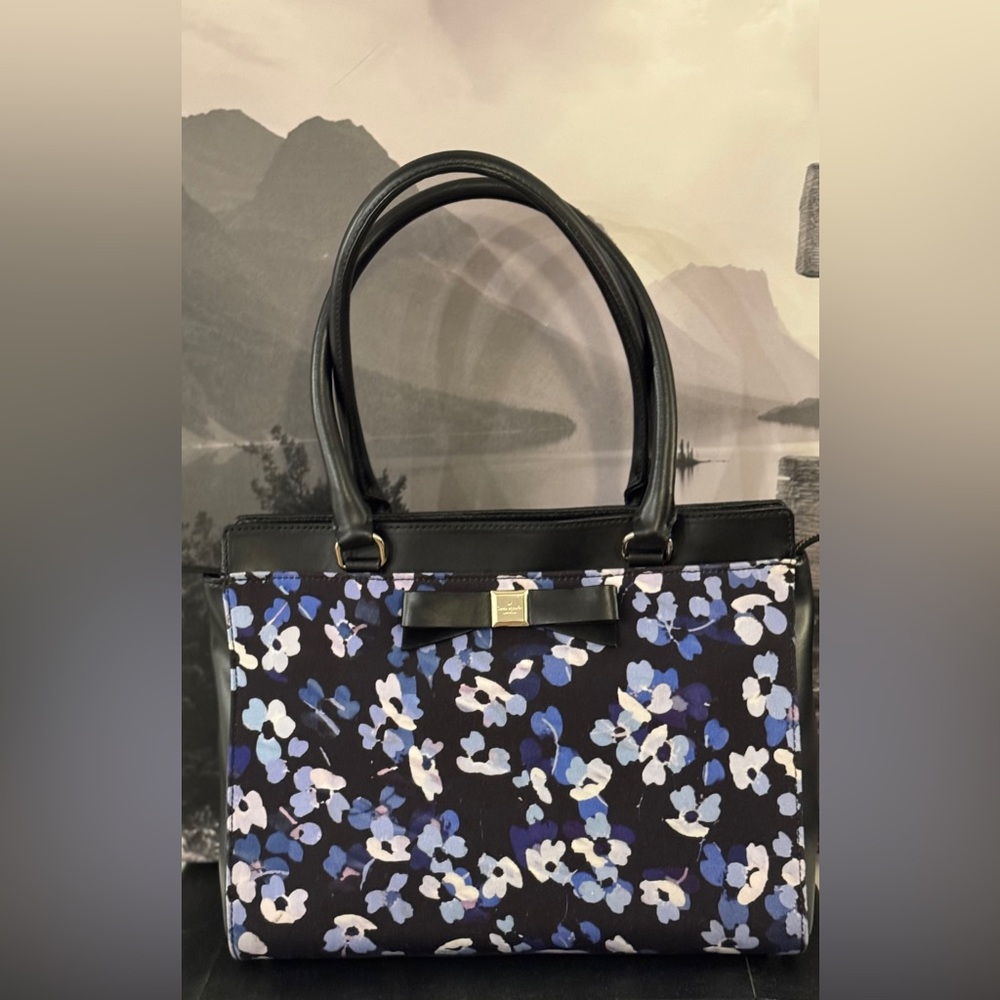 Kate Spade Montford Park “Jovie” Floral Tote – Black/Blue Print